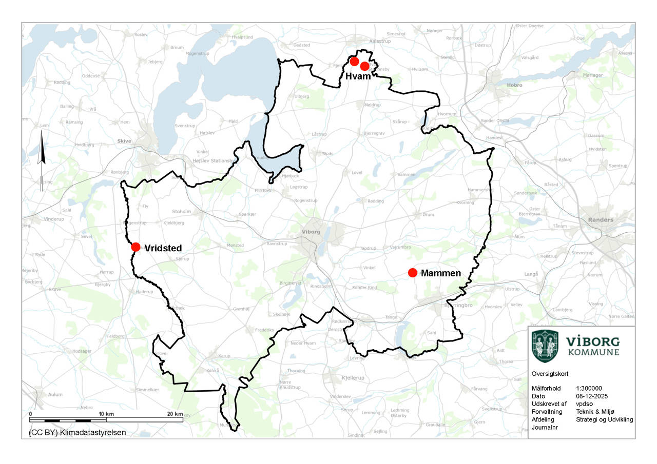 Oversigtskort over Mammen, Hvam og Vridsted
