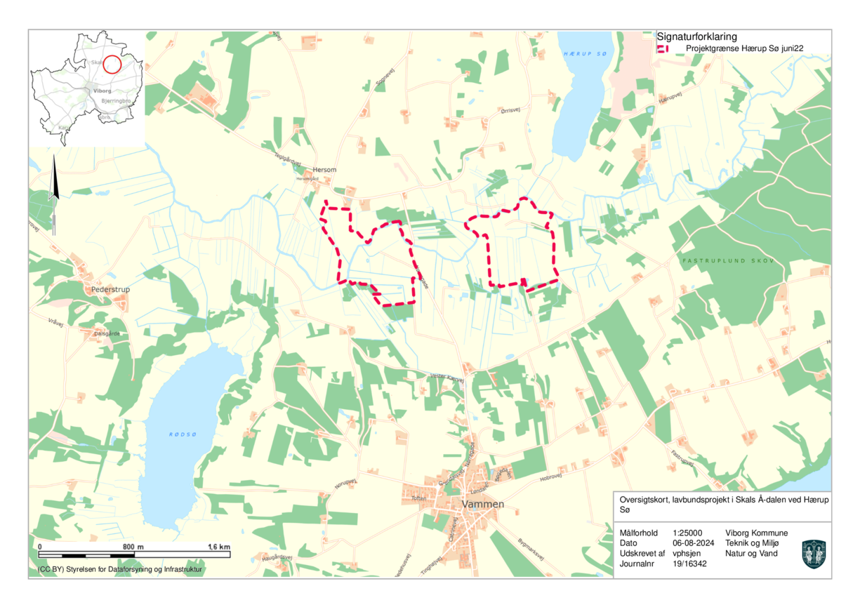 Oversigtskort Skals Ådal ved Hærup Sø