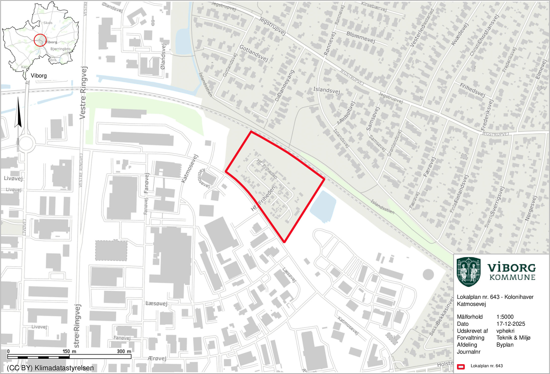 Kort over området ved Katmosevej i Viborg
