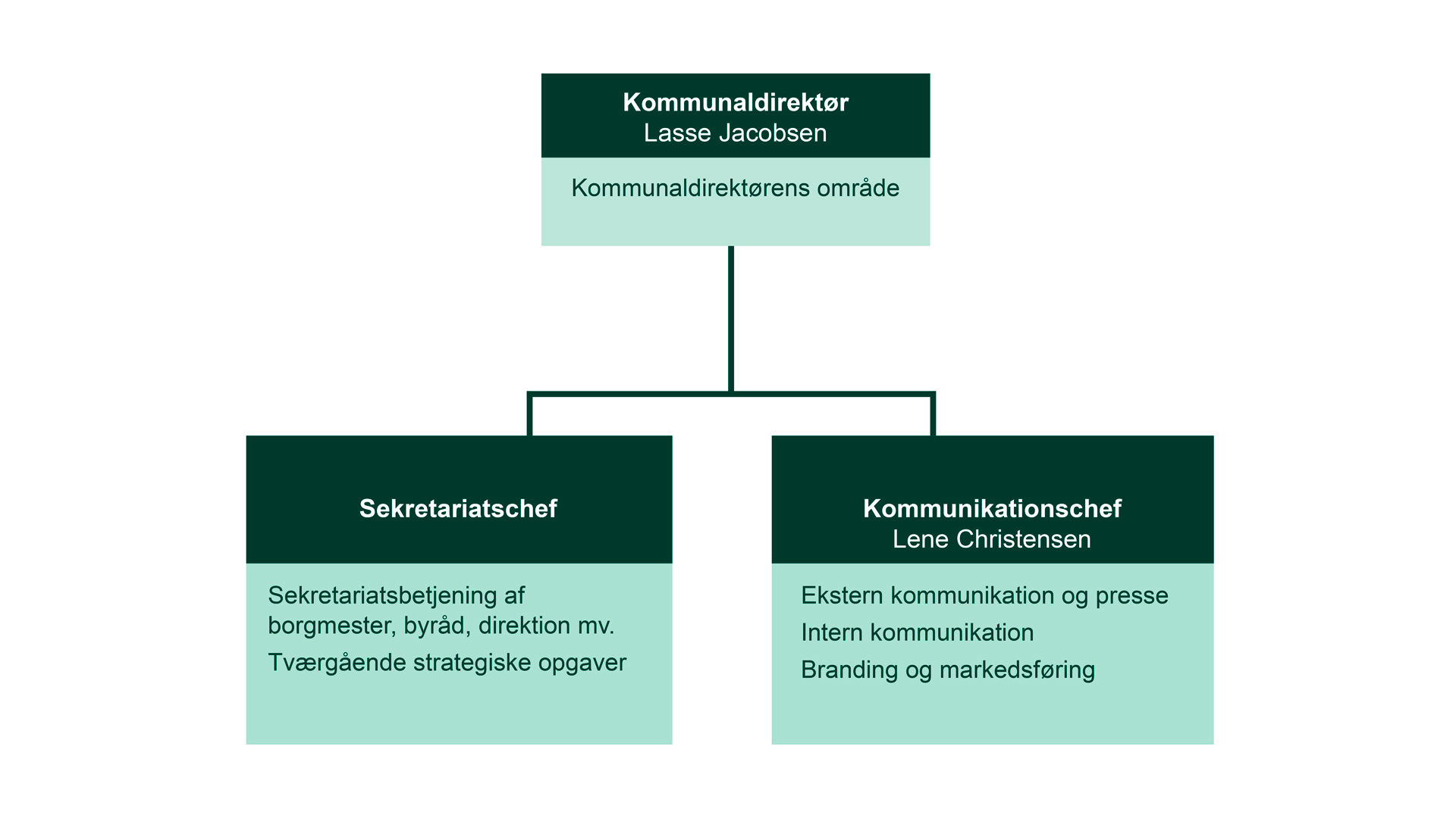 Organisationsdiagram over Kommunaldirektørens område