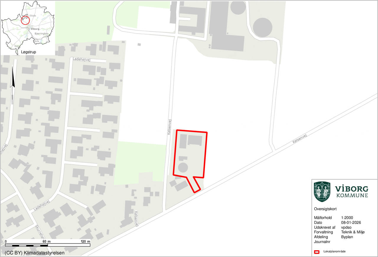 Kort over området ved Kølsenvej i Løgstrup